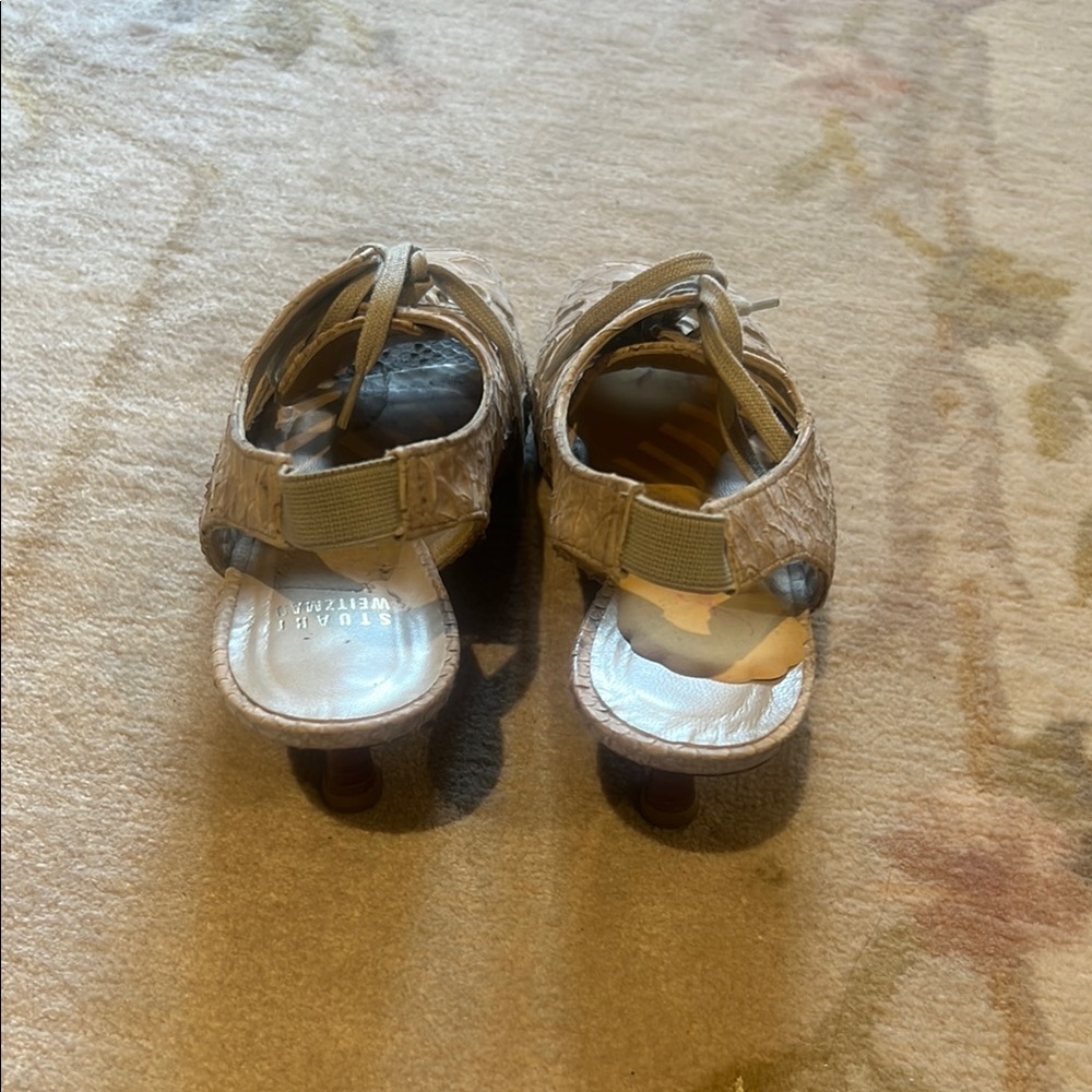 Stuart Weitzman Tan Sandals with Peep Toe Design - Picture 4 of 5